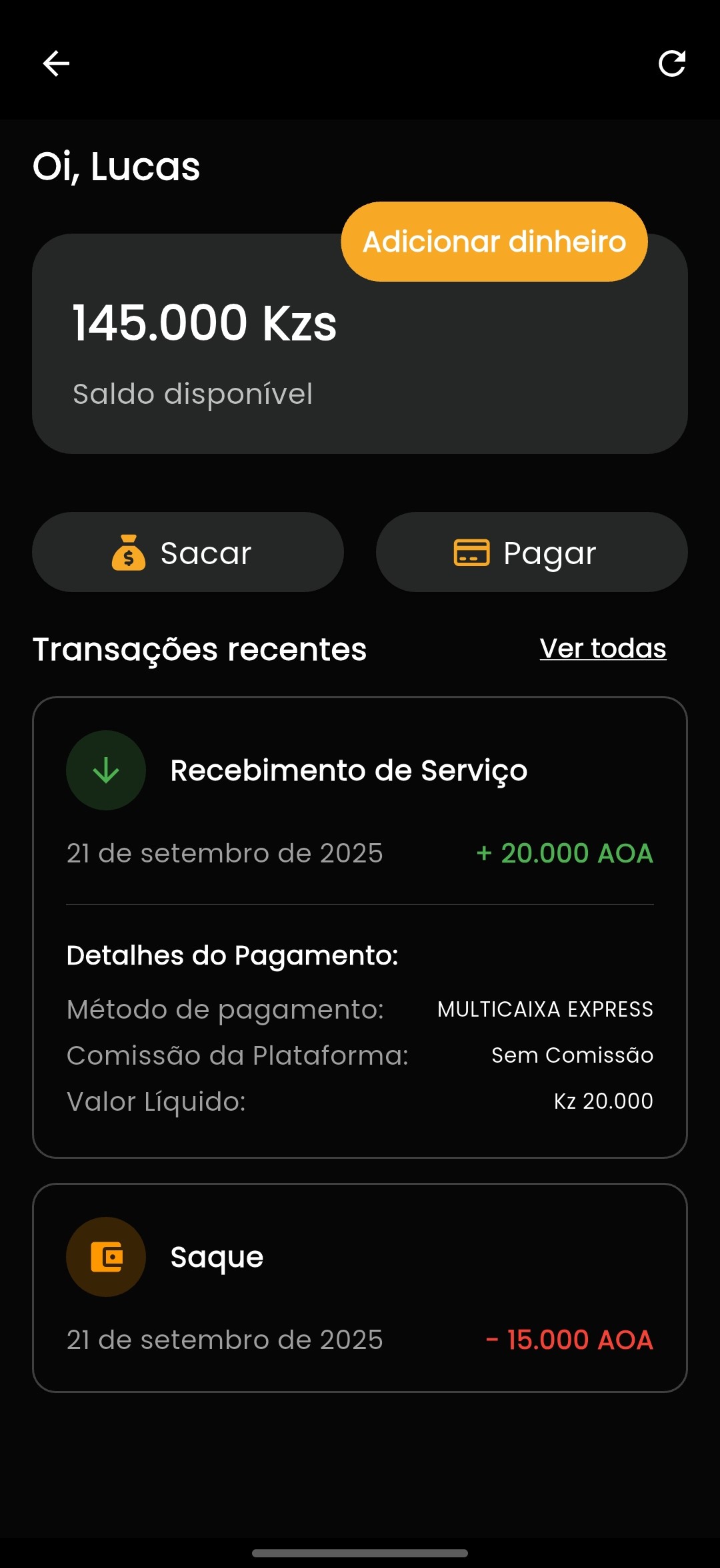Screenshot Carteira Fazedores